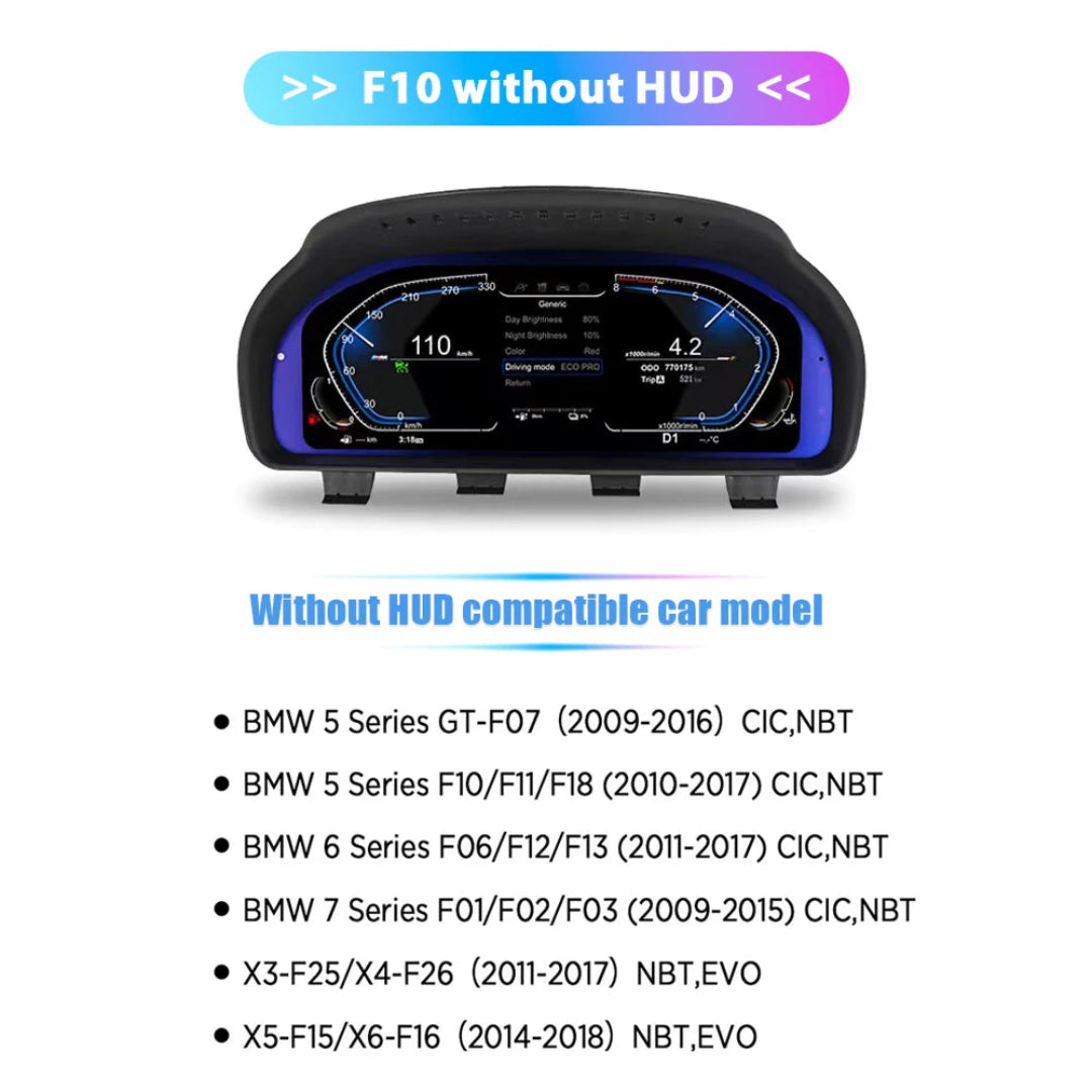 Les modèles de BMW compatible avec le virtual cockpit sans le HUD.