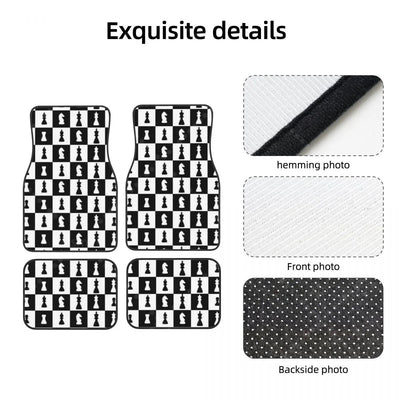 Détails de fabrication du tapis de sol voiture échiquier noir et blanc