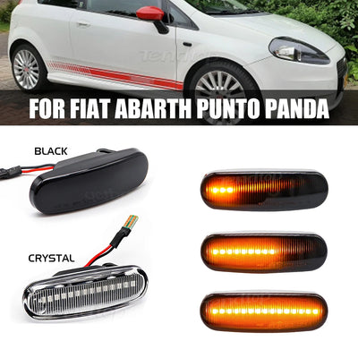 Répétiteurs latéraux Fiat Abarth, Punto et Panda, variantes noires et transparentes, avec le titre de la fiche fournisseur