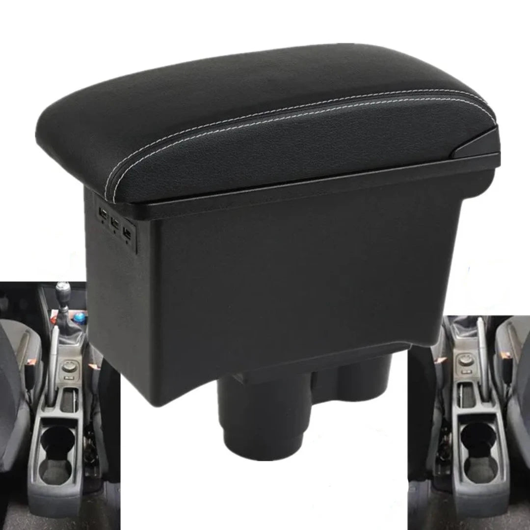 Accoudoir de voiture Dacia Duster avec ports USB intégrés.