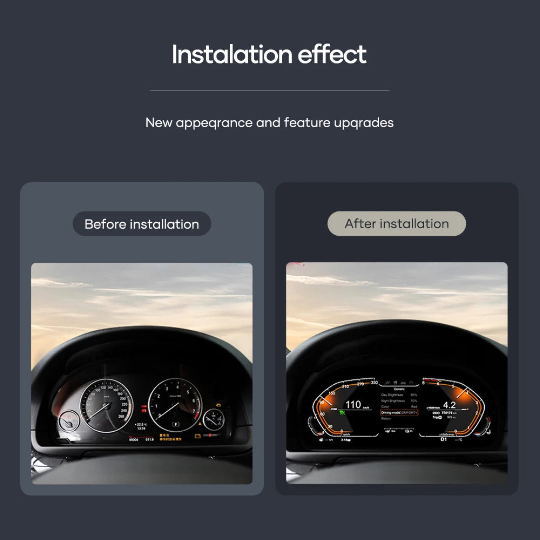 Avant et après installation du virtual cockpit BMW.