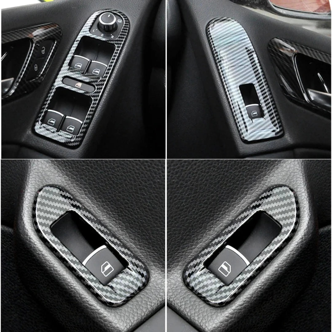 4 Garnitures intérieur en carbone pour Golf 6 une fois installée.
