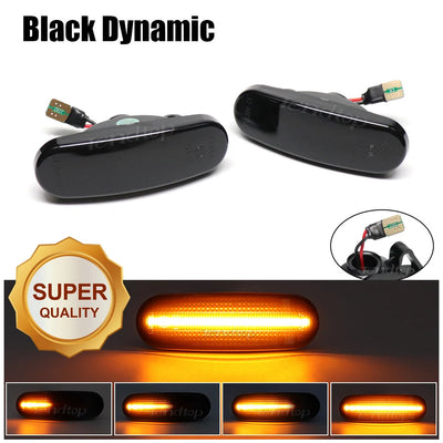 Répétiteurs latéraux dynamiques noirs à réflecteur super qualité, séquence d'allumage orange