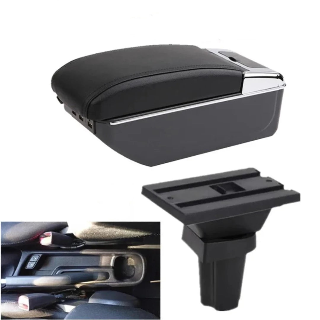Accoudoir de voiture Kia de couleur noir, avec port USB.