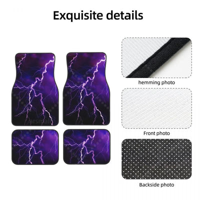 Détails de finition et surpiqûre du tapis de sol voiture éclair violet