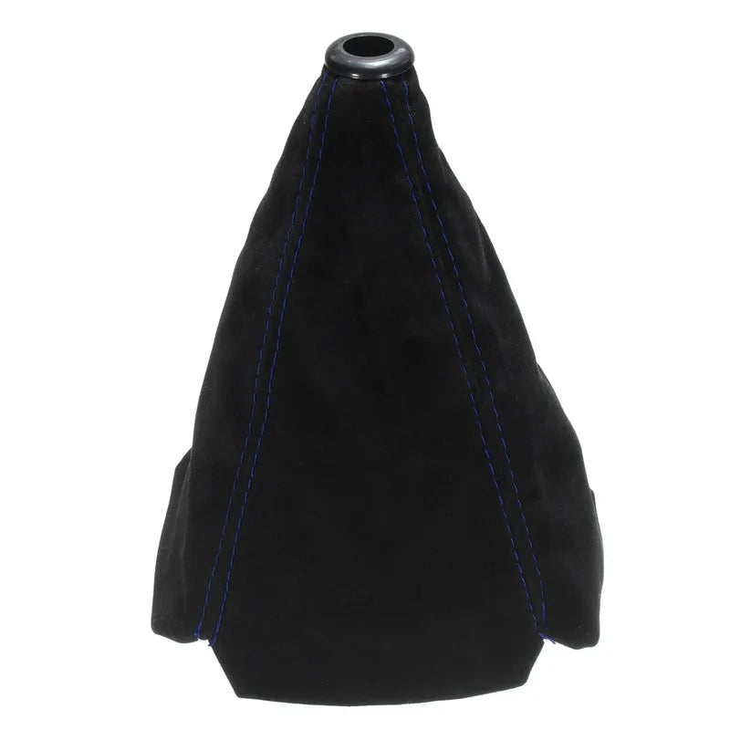 Soufflet levier de vitesse universel couleur noire avec surpiqure bleu.