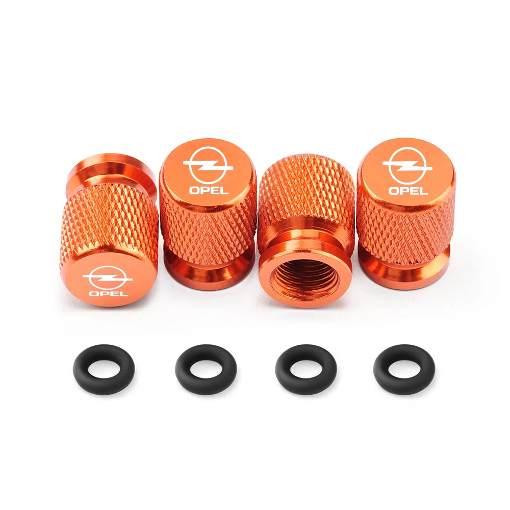 Bouchon de valve Opel de couleur orange. Avec partie en caoutchouc pour éviter toute fuite d'air.