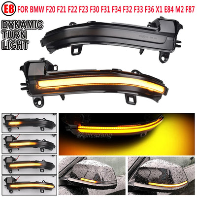 Paire de clignotants fumés pour BMW F20 à X1 E84, avec séquence ambre sur quatre étapes