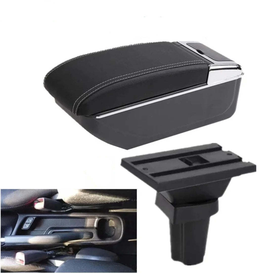 Accoudoir voiture Kia Picanto, de couleur noir et blanc, sans port USB.