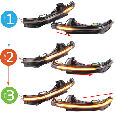 Paire de clignotants dynamiques de rétroviseur noirs avec l'outil plat et la clé hexagonale, vus de face