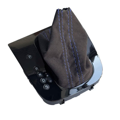 Soufflet levier de vitesse Golf 6 DSG velours noir couture bleue avec base noir brillant