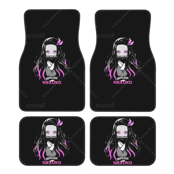 Tapis de sol voiture Demon Slayer Nezuko détails roses intérieur voiture