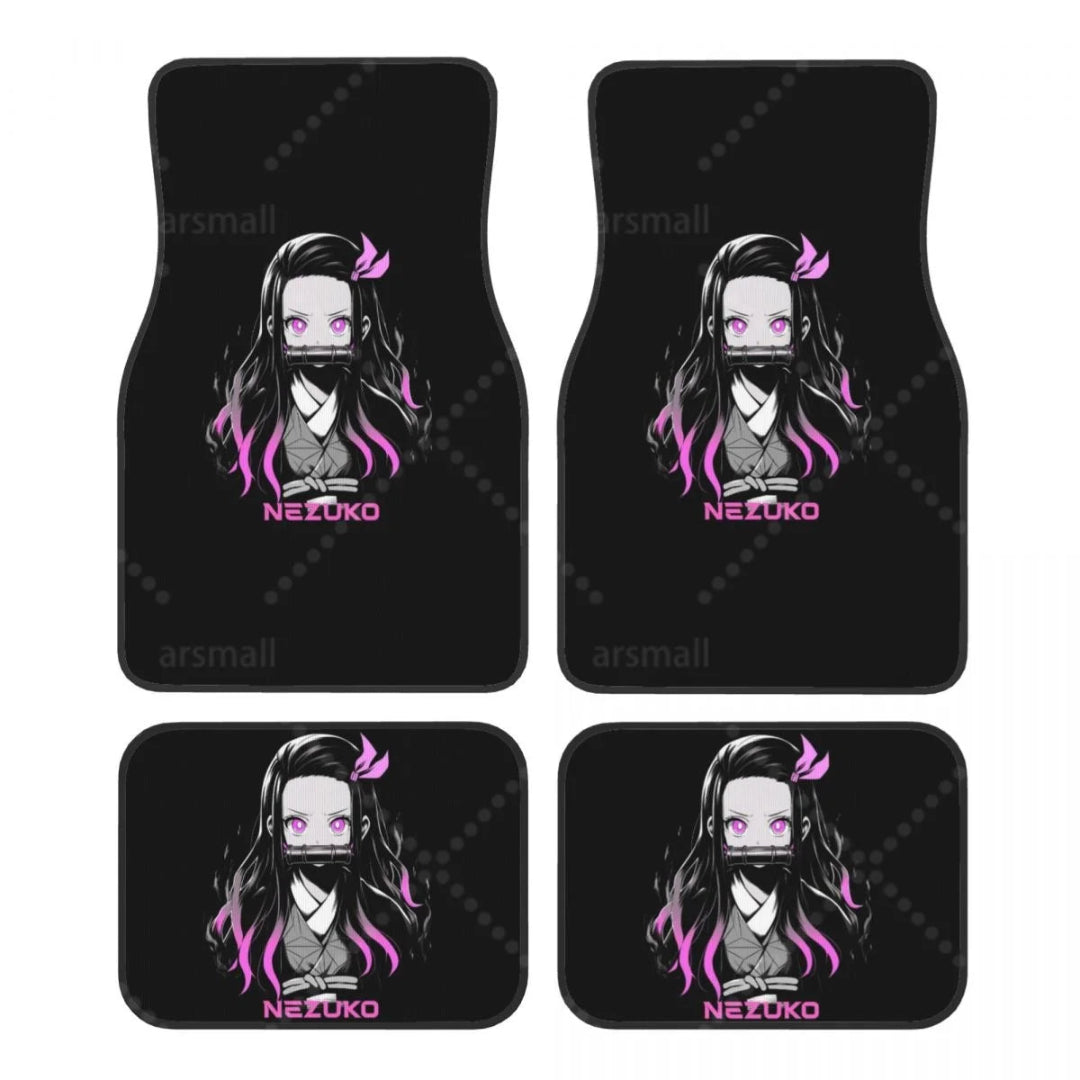 Tapis de sol voiture Demon Slayer Nezuko détails roses intérieur voiture