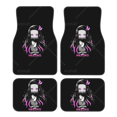 Tapis de sol voiture Demon Slayer Nezuko détails roses intérieur voiture
