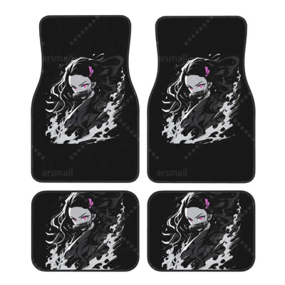 Tapis de sol voiture Demon Slayer Nezuko noir et blanc design intérieur