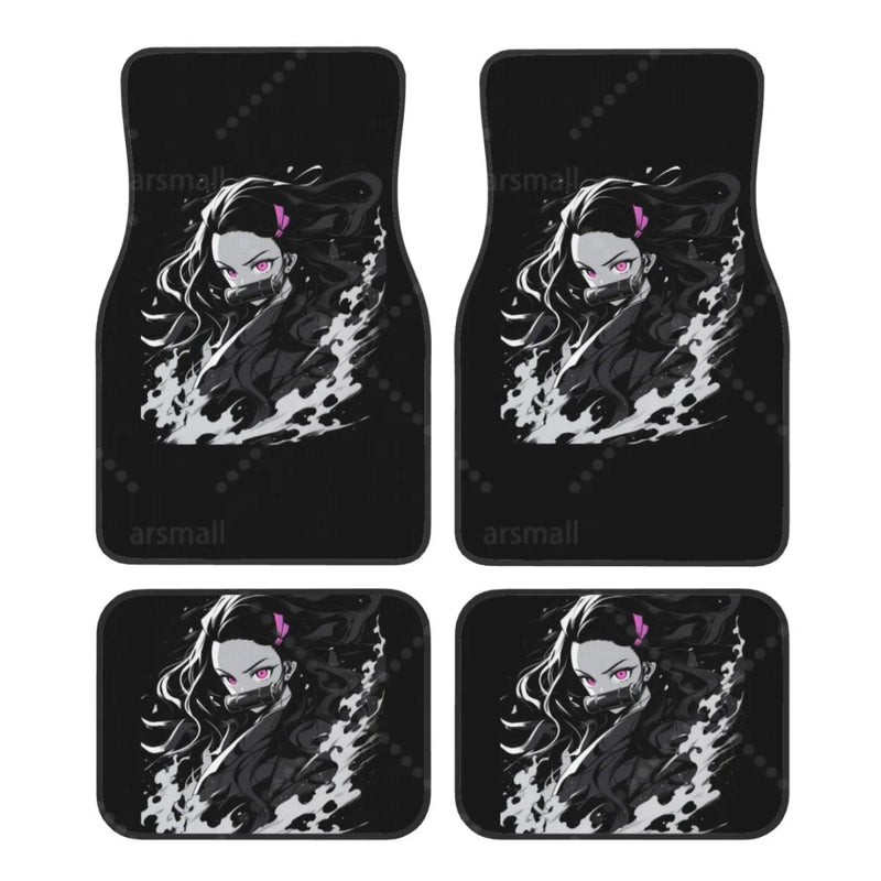 Tapis de sol voiture Demon Slayer Nezuko détails roses intérieur voiture
