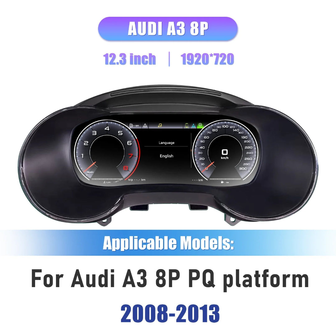 Compteur digital pour Audi A3 8P de 2008 à 2013.