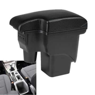 Accoudoir central Ford Focus à revêtement carbone noir, avec trois ports USB et bac de rangement