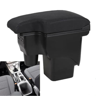Accoudoir central Ford Focus en simili cuir noir uni, coussin lisse sans surpiqûre apparente