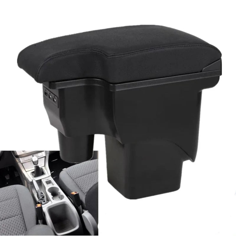 Accoudoir central Ford Focus à revêtement carbone noir, avec trois ports USB et bac de rangement