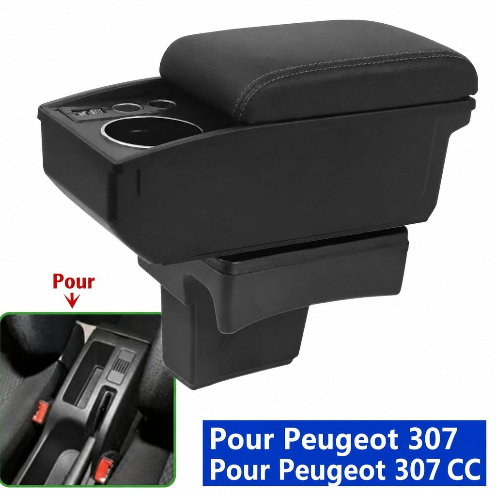 Accoudoir Peugeot 307 avec repose-bras rembourré et rangement