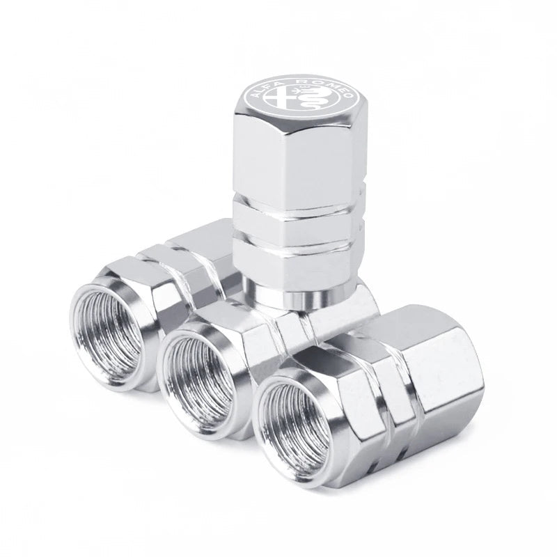 Bouchon de valve Alfa Romeo bleu, corps hexagonal en aluminium
