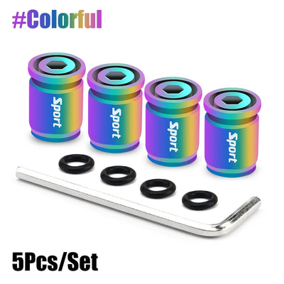 Bouchon de valve antivol multicolore à reflets irisés, lot de 4 avec clé