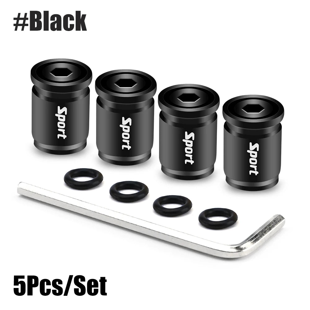 Bouchon de valve antivol noir, lot de 5 pièces dont la clé de démontage