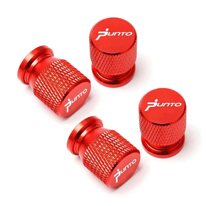 Bouchon de valve Fiat Punto rouge, lot de 4 capuchons aluminium