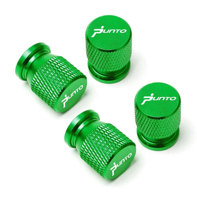 Bouchon de valve Fiat Punto vert, aluminium anodisé moleté