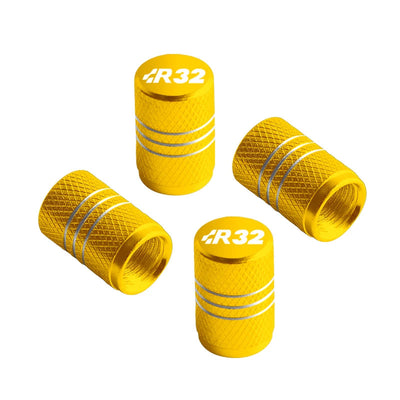 Bouchon de valve Golf R32 jaune, logo R32 blanc sur le dessus