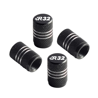 Bouchon de valve Golf R32 noir, lot de 4 capuchons moletés à filets blancs