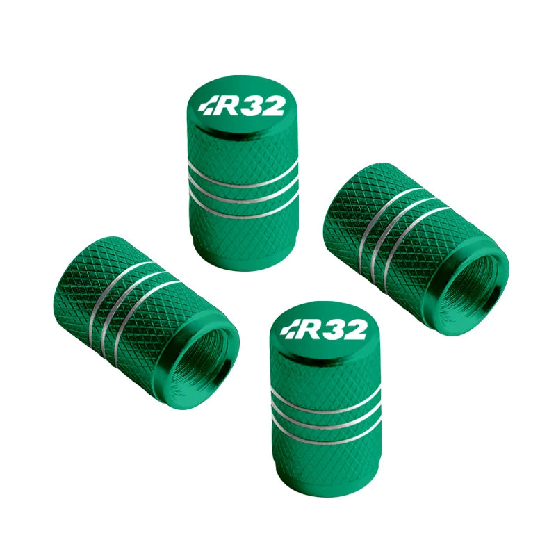 Bouchon de valve Golf R32 vert, lot de 4 capuchons en aluminium anodisé