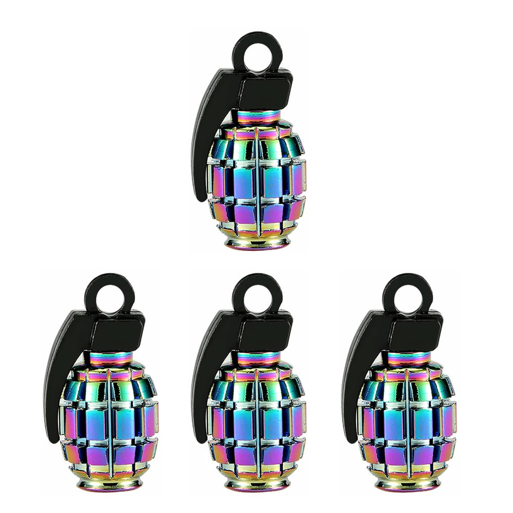 Bouchon de valve grenade multicolore à reflets irisés, lot de 4