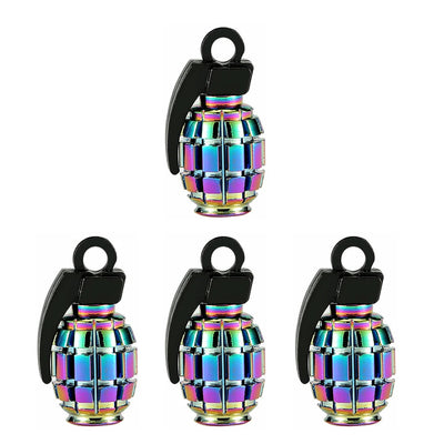 Bouchon de valve grenade multicolore à reflets irisés, lot de 4