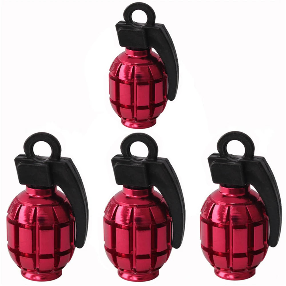 Bouchon de valve grenade rouge, capuchons en forme de grenade à main