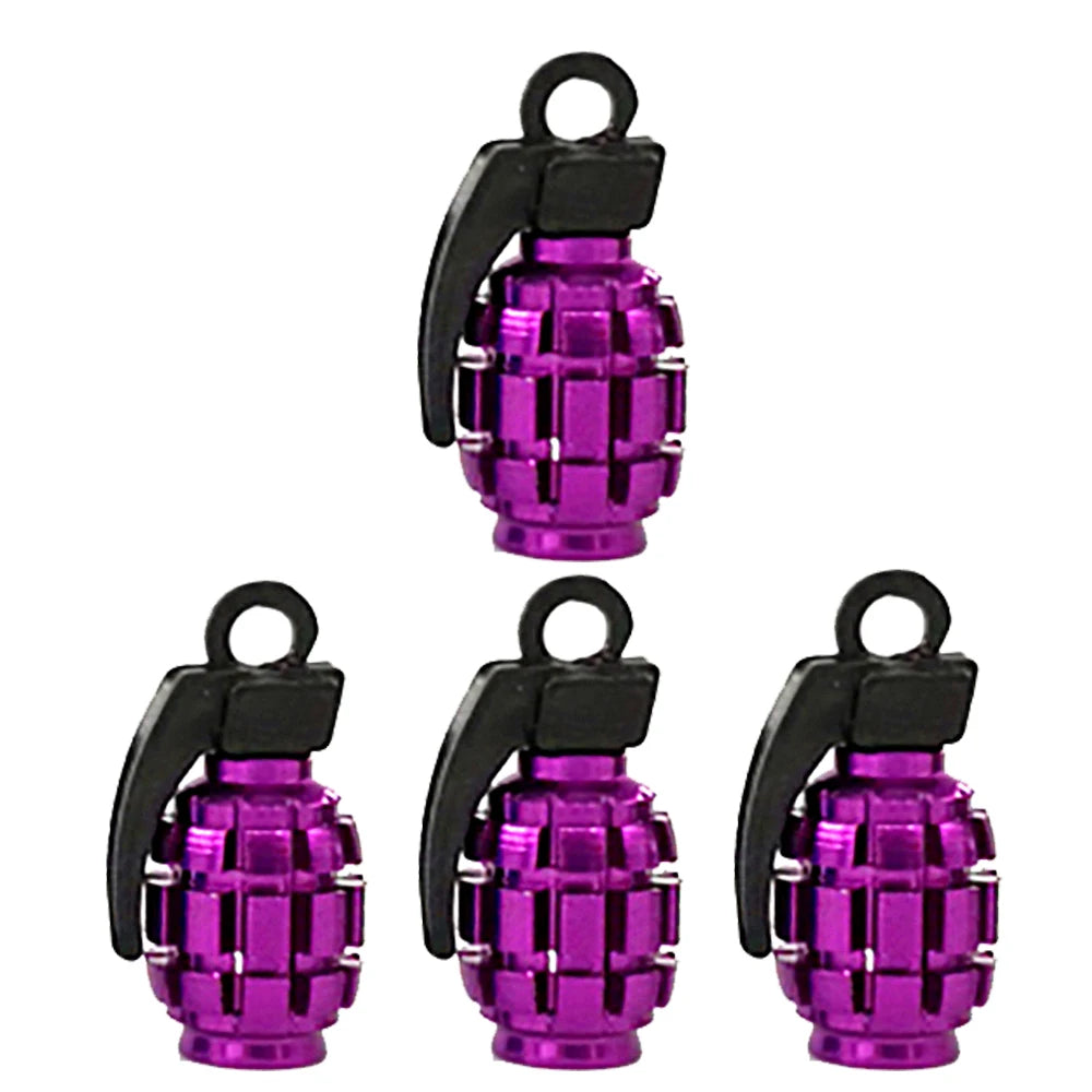 Bouchon de valve grenade violet, corps quadrillé et cuillère noire