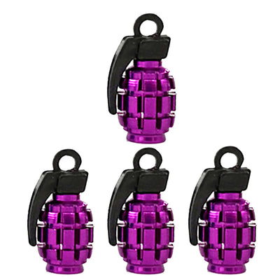 Bouchon de valve grenade violet, corps quadrillé et cuillère noire