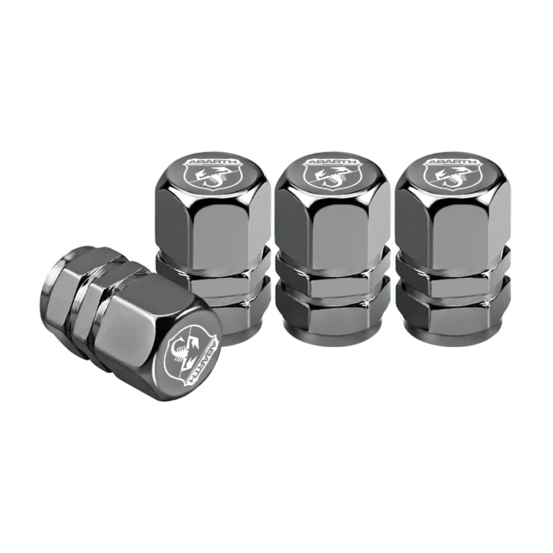 Bouchon de valve Abarth gris pour modèle Fiat Abarth, logo blanc sport