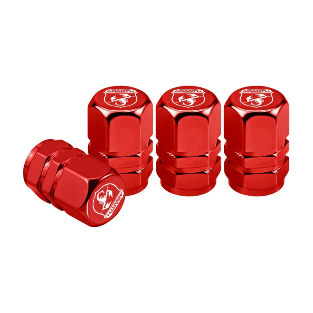 Bouchon de valve Abarth rouge sport, compatible tous modèles Fiat Abarth.