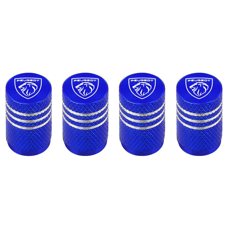 Bouchon de valve Peugeot bleu avec logo Peugeot pour pneu voiture.