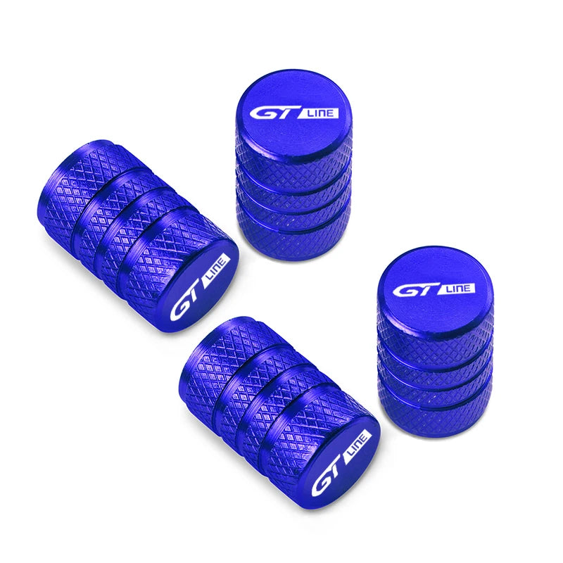 Bouchon de valve Peugeot GT Line bleu pour pneu voiture avec logo GT Line.