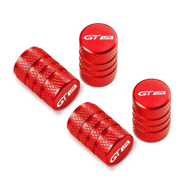 Bouchon de valve Peugeot GT Line rouge avec logo GT Line pour jante Peugeot.