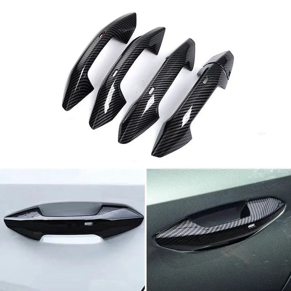 Cache poignée de porte extérieure Audi A3 8Y : coques carbone et exemples de pose noir brillant et carbone
