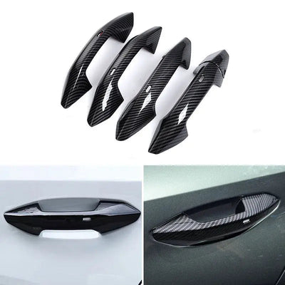 Cache poignée de porte extérieure Audi A3 8Y : coques carbone et exemples de pose noir brillant et carbone