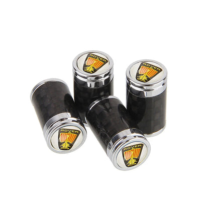 Capuchon de valve Rover en fibre de carbone à collerettes chromées, lot de 4