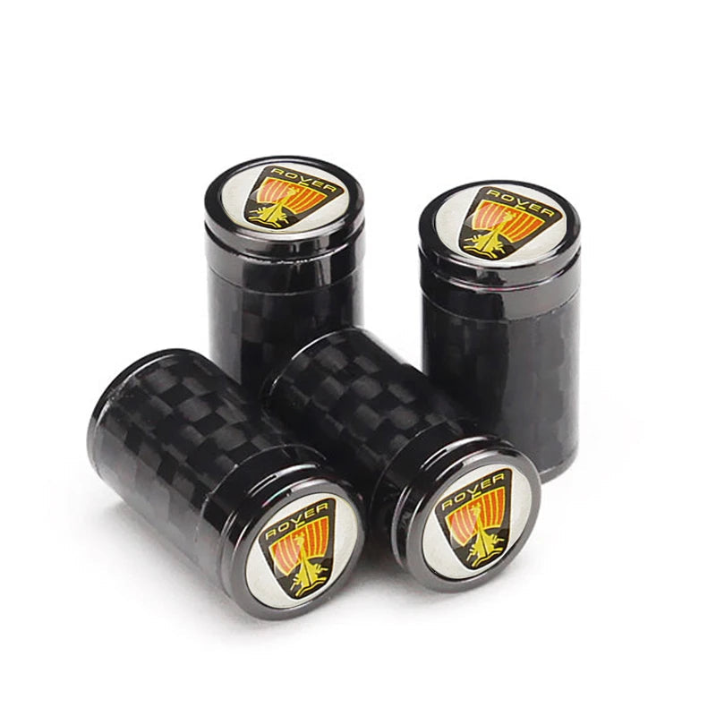 Capuchon de valve Rover en fibre de carbone à collerettes chromées, lot de 4