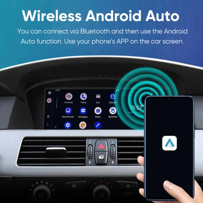 Écran BMW Série 5 en mode Android Auto sans fil, applications du téléphone reprises sur la dalle