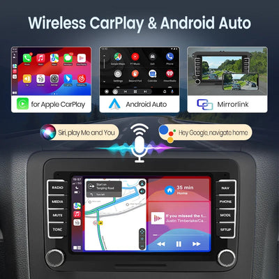 Autoradio Polo 6 compatible Apple CarPlay et Android Auto sans fil, avec Mirrorlink et commande vocale