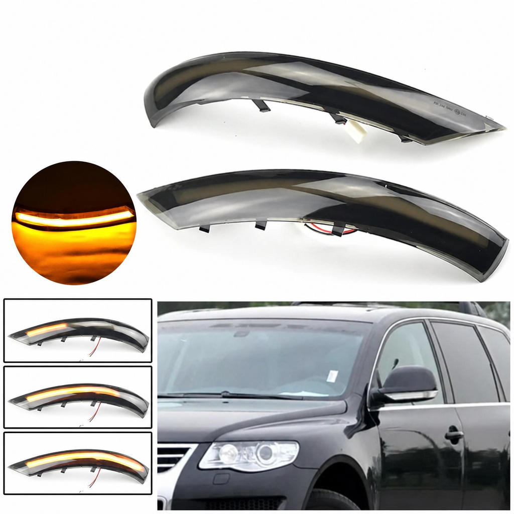 Clignotant dynamique séquentiel à lentille fumée pour rétroviseur VW Touareg restylé